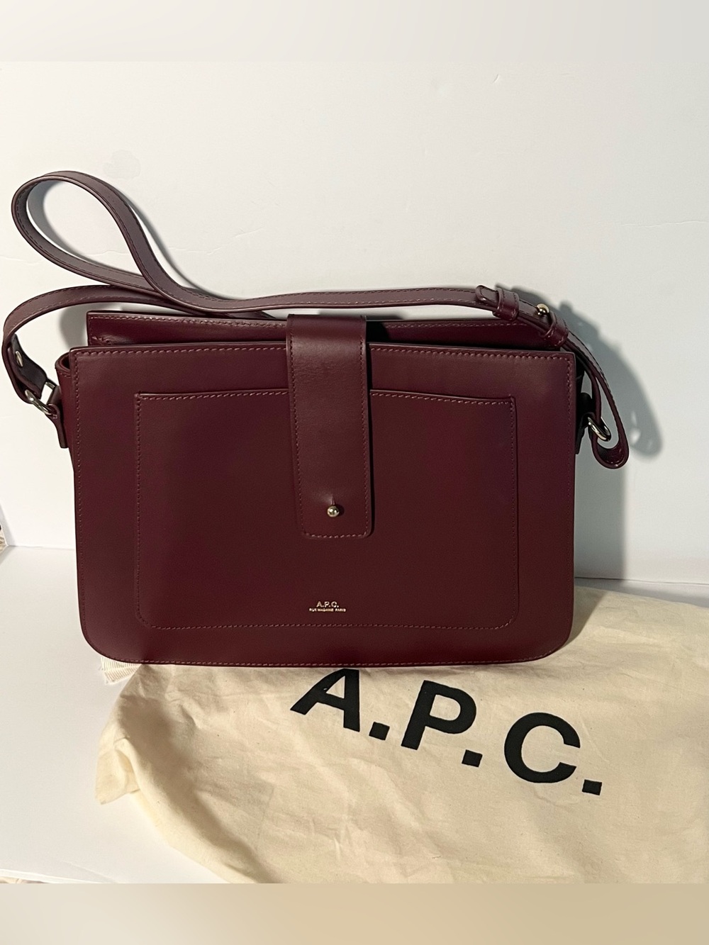 A.P.C. Albane Shoulder Bag in Burgundy Wine Leather